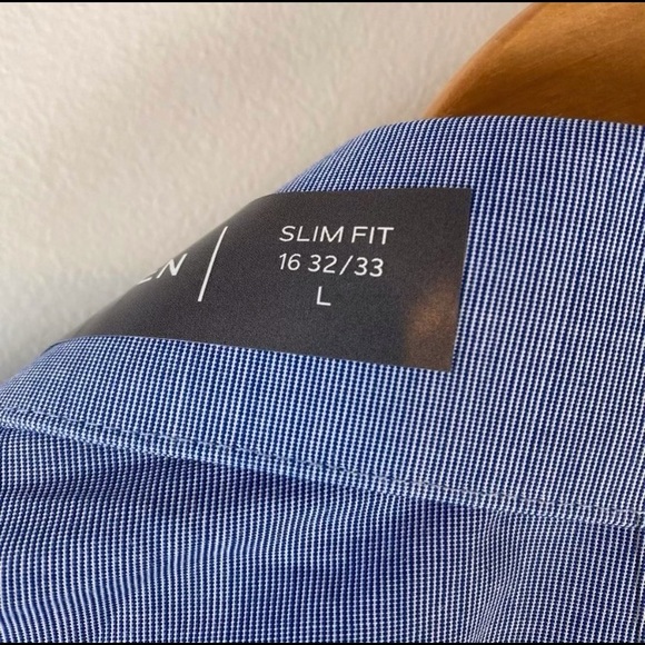 NWT VAN HEUSEN Blue Slim Fit Button Down Shirt | L - Picture 8 of 9